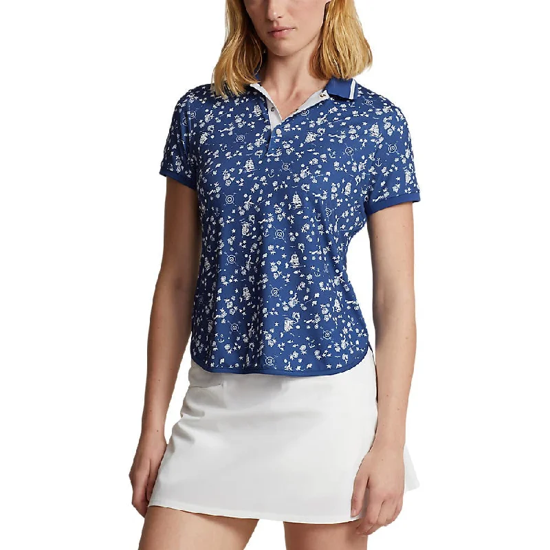 RLX Ralph Lauren Women's Printed Airflow Golf Polo Shirt - Nautical Cnv/Beach Royal Women’s chic polo shirt fit
