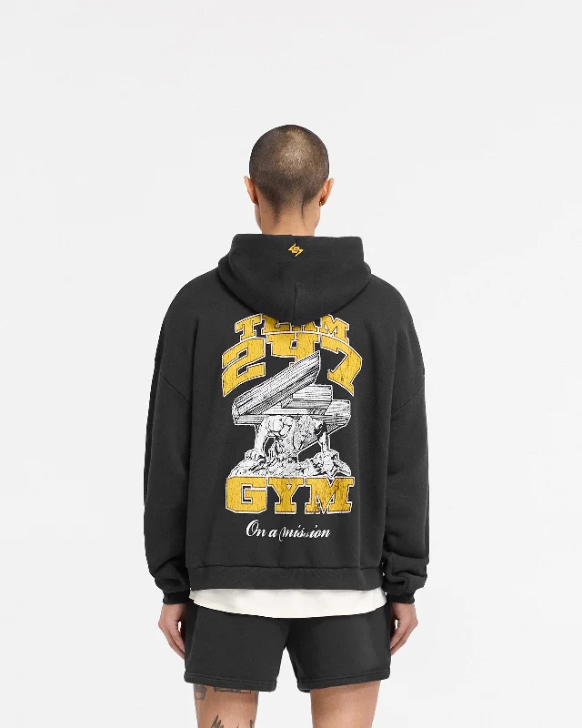 247 On His Shoulders Boxy Hoodie - Off Black