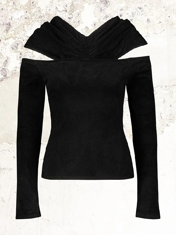 ALEXANDRE VAUTHIER Velvet Hooded Knit Top