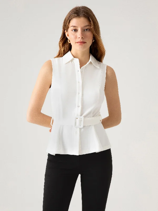 Belted Sleeveless Shirt