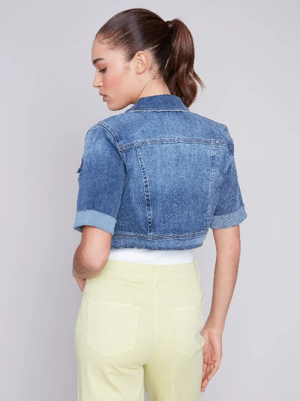 Cropped Jean Jacket - Medium Blue