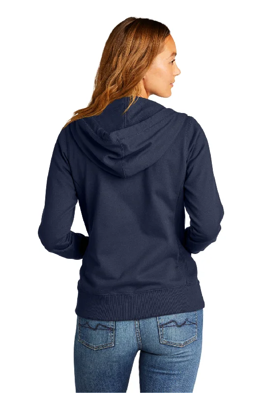 District Womens Re-Fleece Full Zip Hooded Sweatshirt Hoodie - True Navy Blue