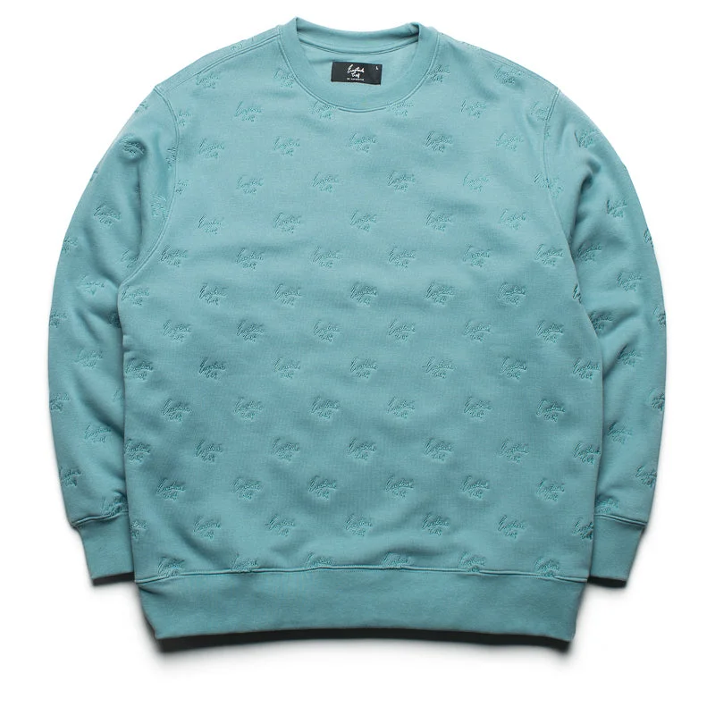 Eastside Golf Fleece All-Over Script Crew - Mineral Green