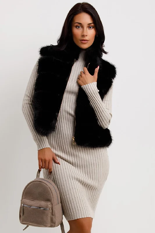 Faux Fur Gilet Black