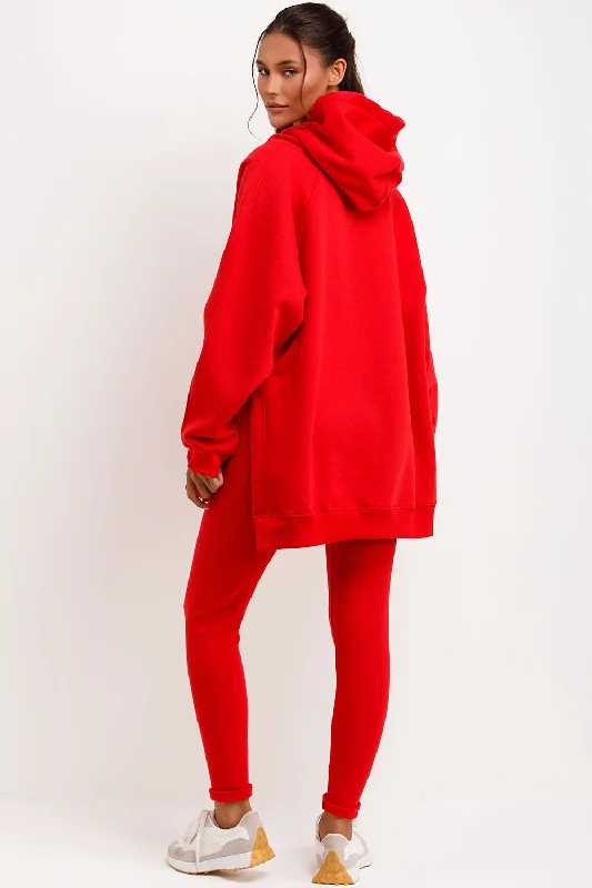 Hoodie And Leggings Set Red