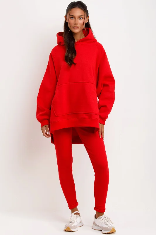 Hoodie And Leggings Set Red