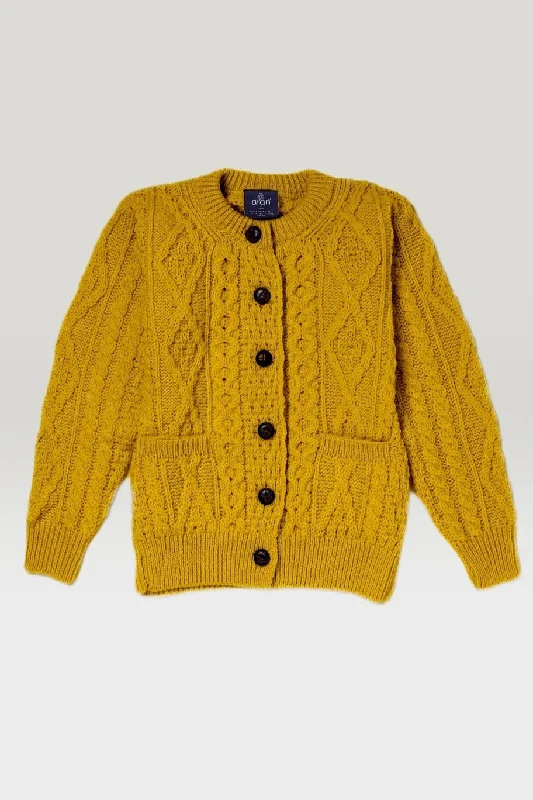 Inagh Ladies Aran Cardigan | Mustard