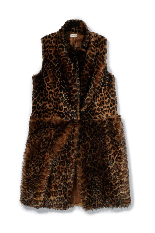 Kat Leopard Print Shearling Tiered Waistcoat