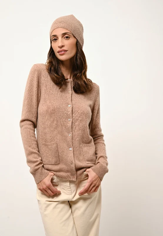 KATHARINE cardigan col rond camel chiné