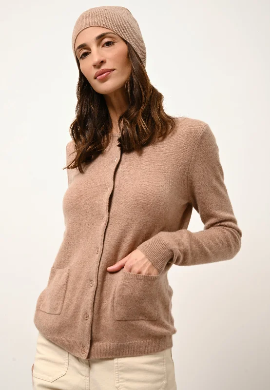 KATHARINE cardigan col rond camel chiné