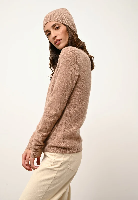 KATHARINE cardigan col rond camel chiné