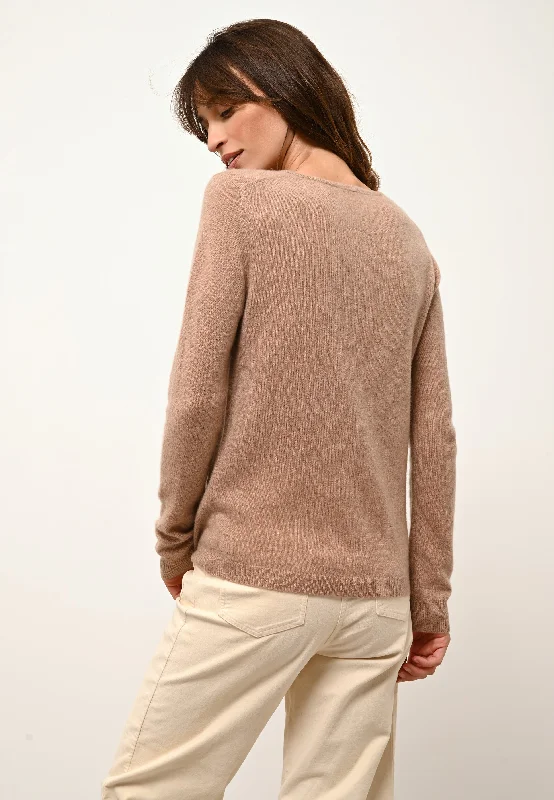 KATHARINE cardigan col rond camel chiné