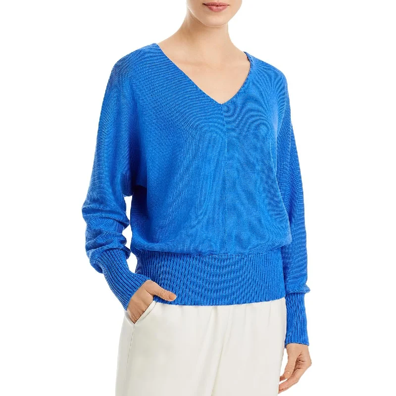 Lafayette 148 New York Womens Silk Blend V-Neck Pullover Sweater