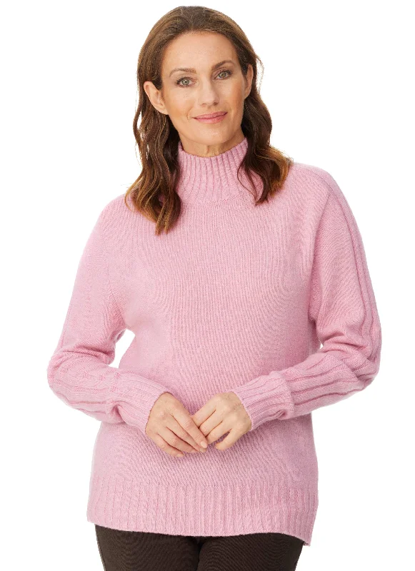 LIENA RIBBED SLEEVE PULLOVER - PINK BLUSH