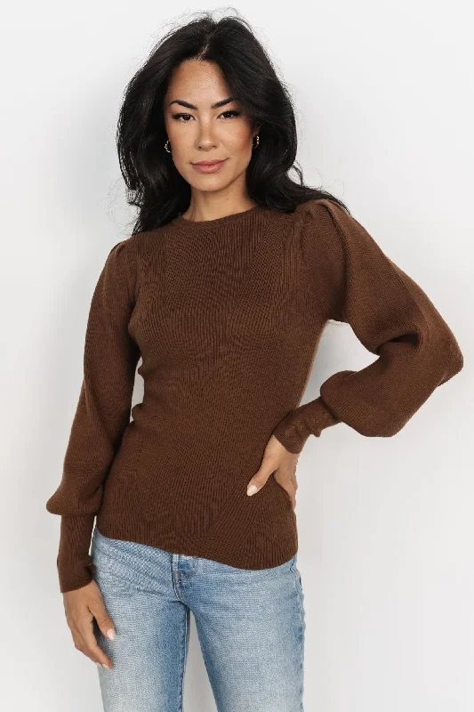 Lilou Rib Knit Sweater | Brown