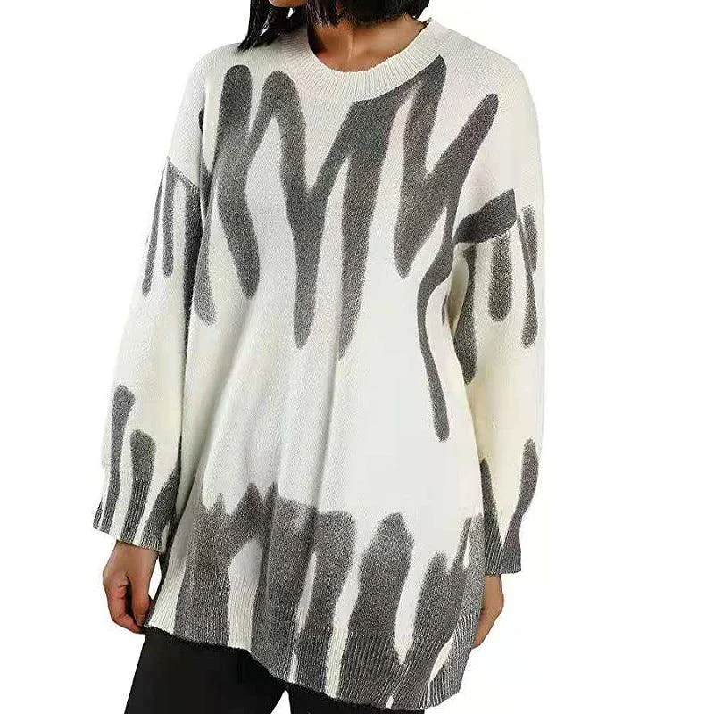 Loose Printed Sweater Women Lazy Pullover Sweater