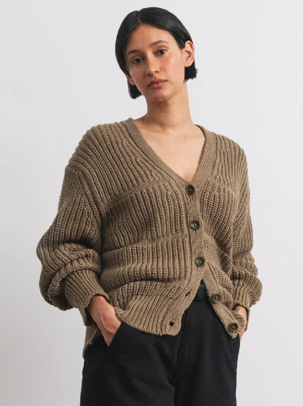 Margot Cardigan, Organic Tanguis Cotton, Taupe