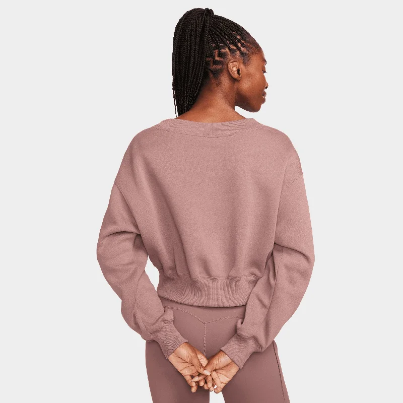 Nike Sportswear Women's Fleece Cropped V-Neck Sweater Smokey Mauve / Black