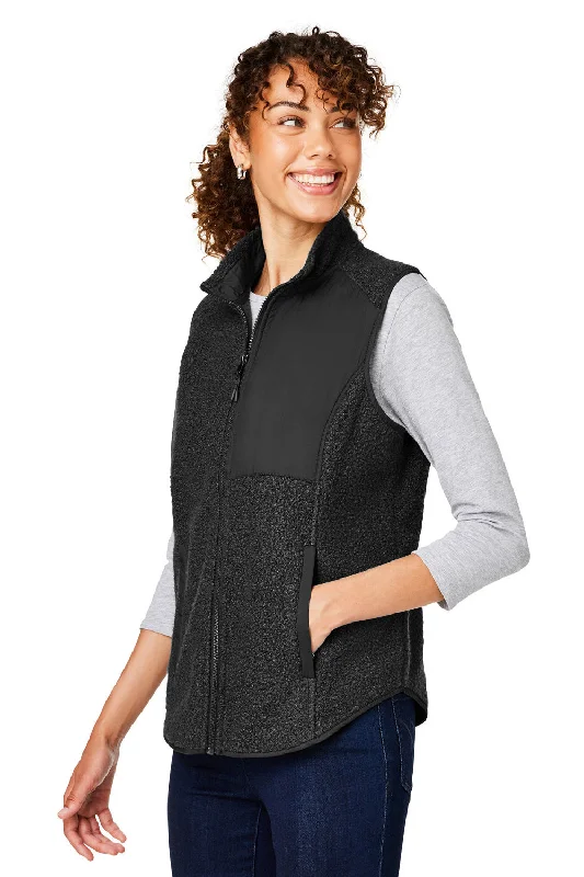 North End Womens Aura Sweater Fleece Full Zip Vest - Black