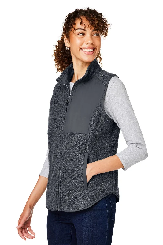 North End Womens Aura Sweater Fleece Full Zip Vest - Carbon Grey