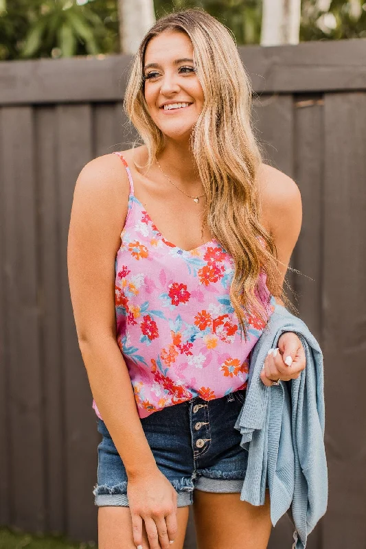 Perfect Days Floral Tank Top- Pink