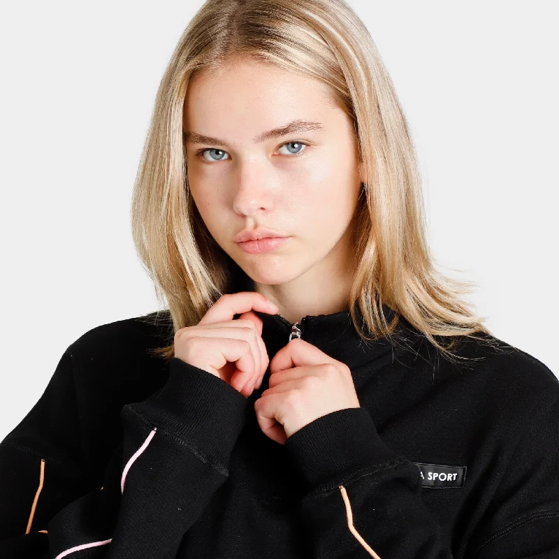 Pink Soda Rey Pop Quarter Zip Crewneck Black / Peach Cobbler - Sweet Lilac