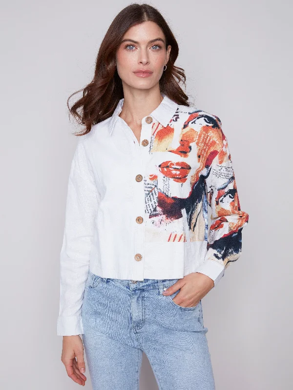 Placement Print Linen Blend Jacket - Monroe