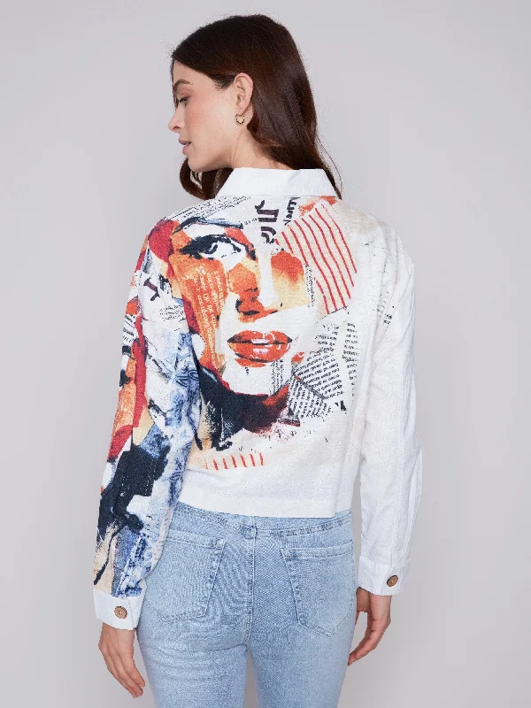 Placement Print Linen Blend Jacket - Monroe