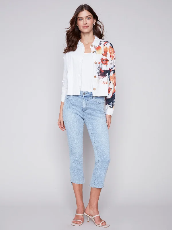 Placement Print Linen Blend Jacket - Monroe