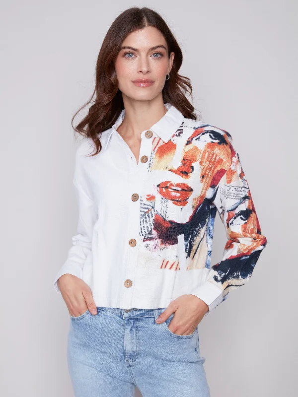 Placement Print Linen Blend Jacket - Monroe