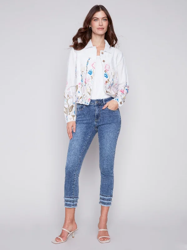 Printed Linen Blend Jacket - Pastel