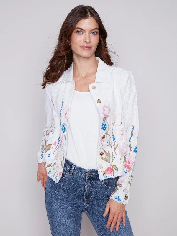 Printed Linen Blend Jacket - Pastel