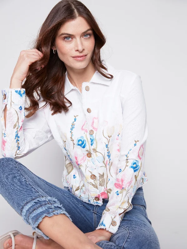 Printed Linen Blend Jacket - Pastel