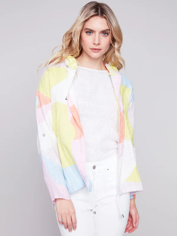 Printed Linen Duster Jacket - Graffiti