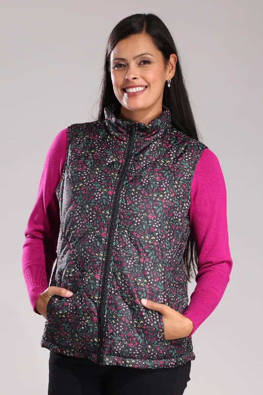 Printed & Quilted Vest | Berry Floral Ditsy | 6241ZZ