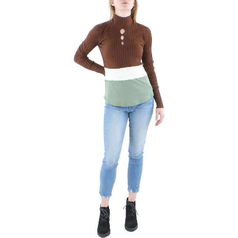 Refried Apparel Womens Ribbed Buttons Crewneck Sweater