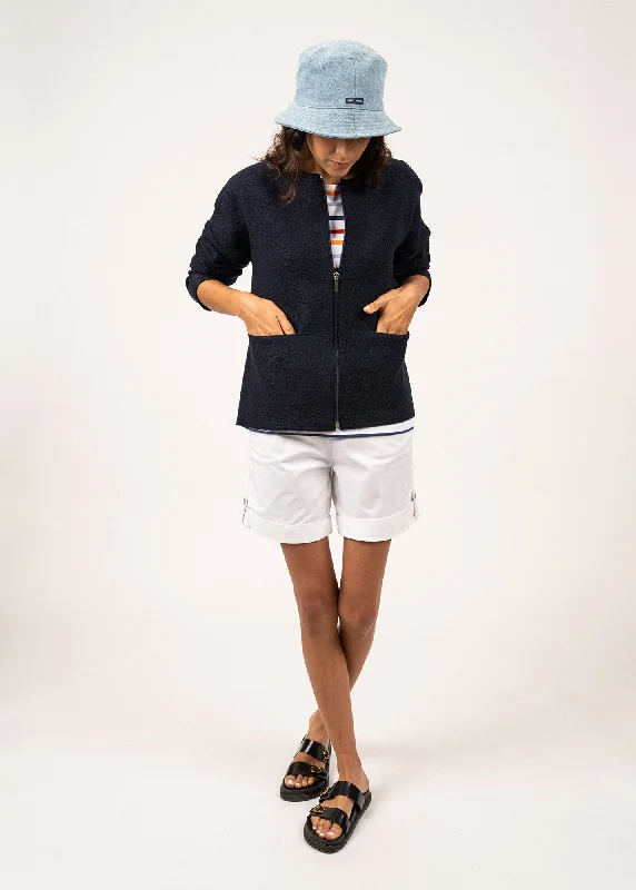 Veste en laine bouillie Erdeven - zippée (NAVY)