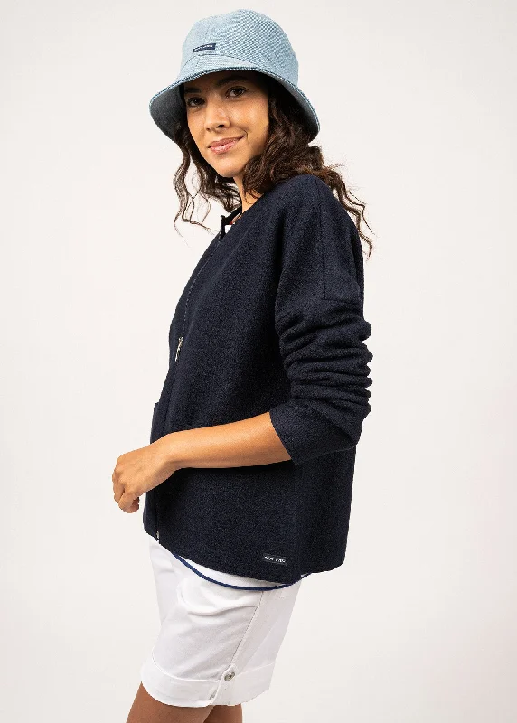 Veste en laine bouillie Erdeven - zippée (NAVY)