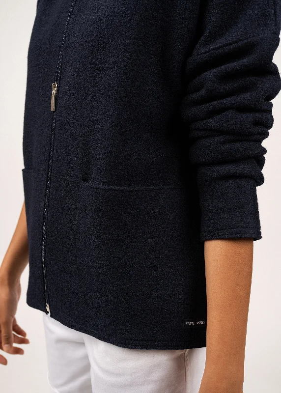 Veste en laine bouillie Erdeven - zippée (NAVY)