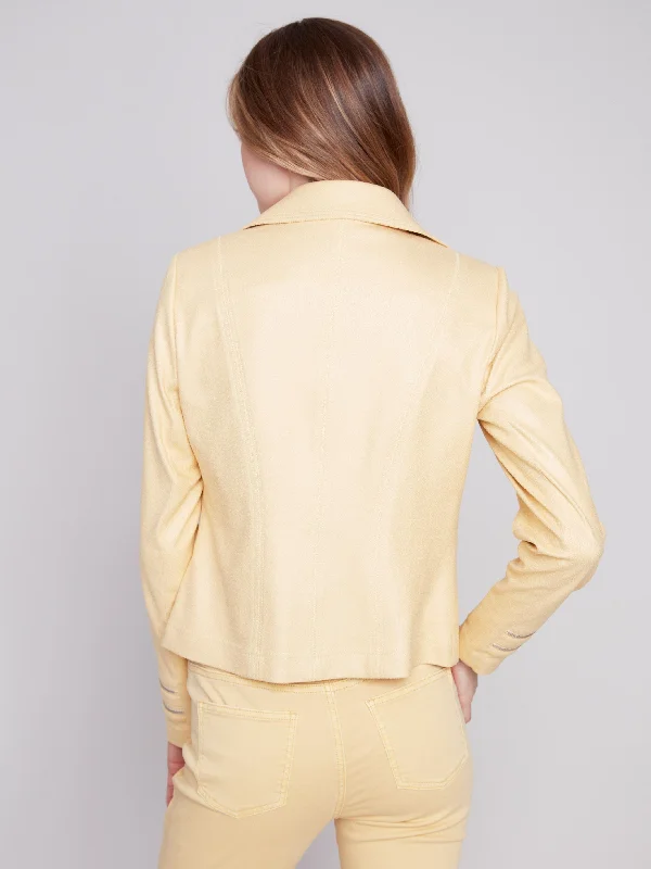 Vintage Faux Leather Jacket - Lemon