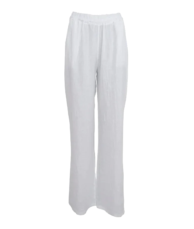 Melina Wide Linen Pant - White