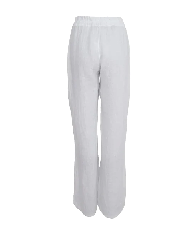 Melina Wide Linen Pant - White