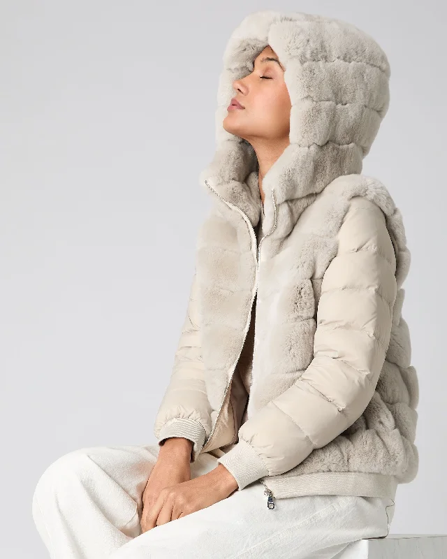 Women's Eva Detachable Fur Jacket Snow Grey