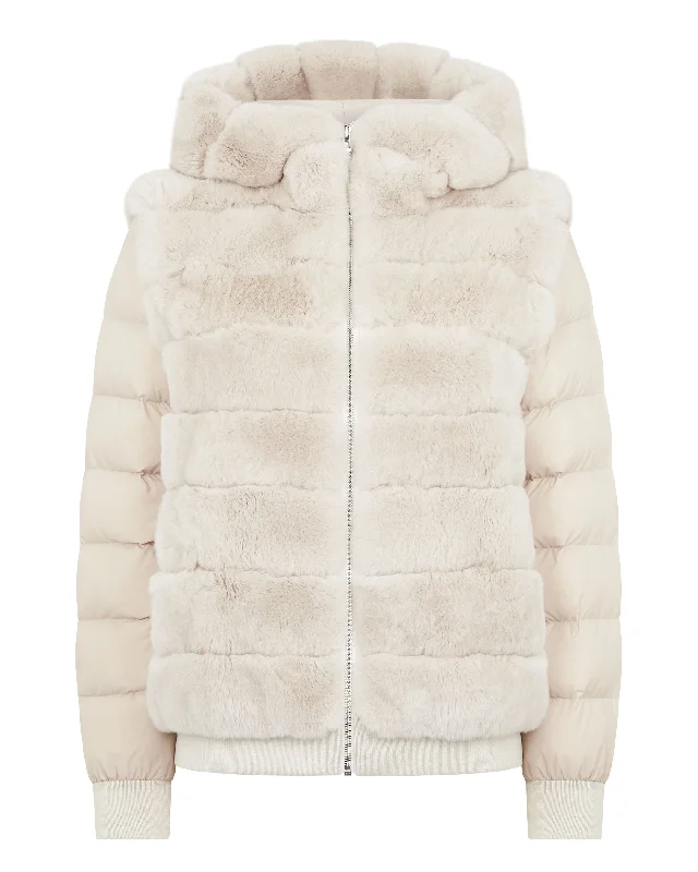 Women's Eva Detachable Fur Jacket Snow Grey