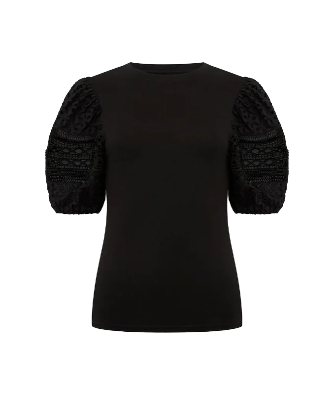 Rosana Agnes Broderie T-Shirt - Blackout