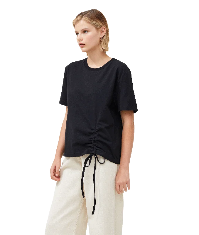 Rallie Cotton Rouched T-Shirt - Black