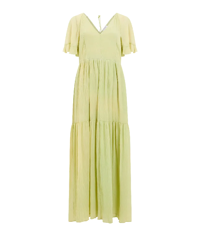 Gossamer Chiffon Tiered Maxi Dress - Green