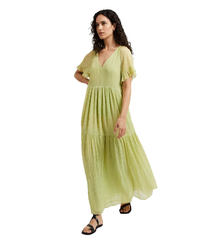 Gossamer Chiffon Tiered Maxi Dress - Green