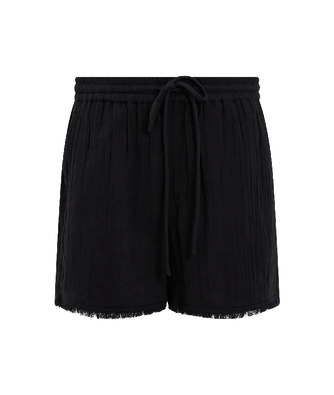 Fray Edge Detail Shorts - Black