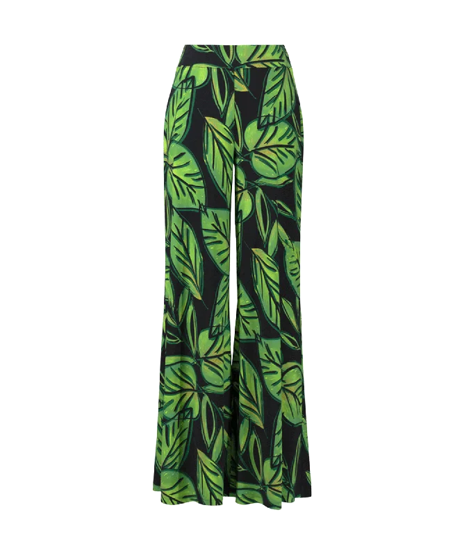 Leaf Print Wide Leg Pants Style - Multi